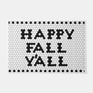 Felpudo Happy Fall Y'all Black and White Tile