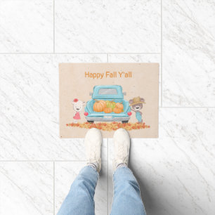 Felpudo Happy Fall Y'all Otoño Tema Bears Pumpkin Truck