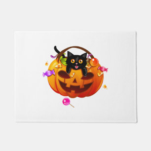 Felpudo Happy_ Halloween Black cat pata para halloween