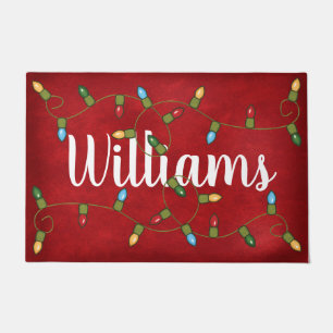 Felpudo Happy Holidays Lights con nombre