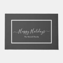 Happy Holidays nombre de la familia de color gris 