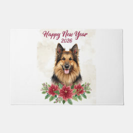 Felpudo Happy New Year 2026 Dog Welcome door Mat