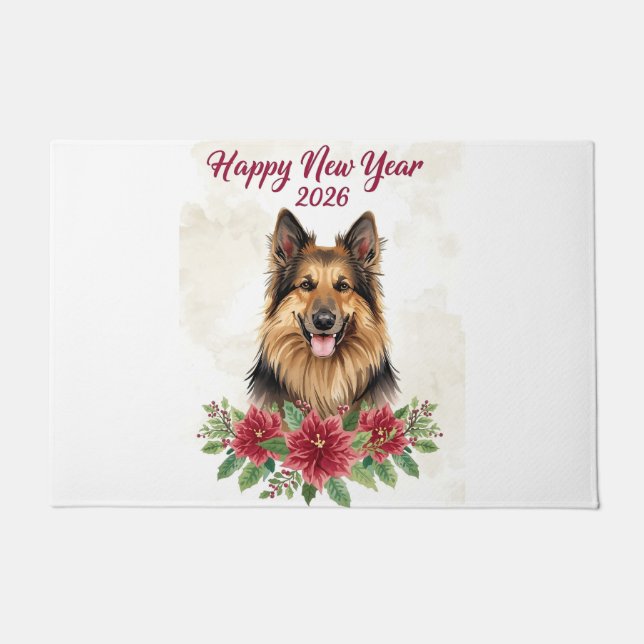 Felpudo Happy New Year 2026 Dog Welcome door Mat (Anverso)