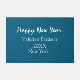 Felpudo Happy new year blue name place year boho simple 