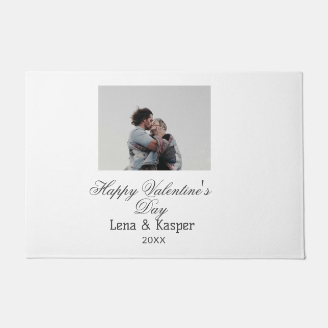 Felpudo Happy Valentine's day couple photo modern simple t (Anverso)