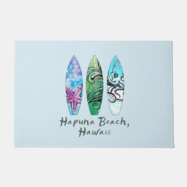 Felpudo Hapuna Beach Hawaii Surfboard Front Door Mat