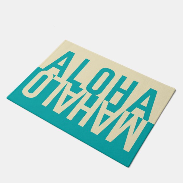 Felpudo Hawaiana y Mahalo (Seafoam) (Angular)