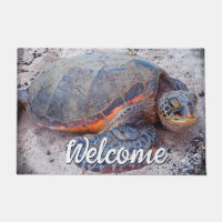 Hawaii Honu Sea Turtle Photo Welcome Script Bold