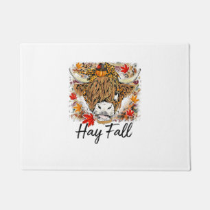 Felpudo Hay Fall Highland Cow Leopard Acción de Gracias He