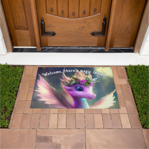 Felpudo Hay magia interior - Dragón de hadas púrpura