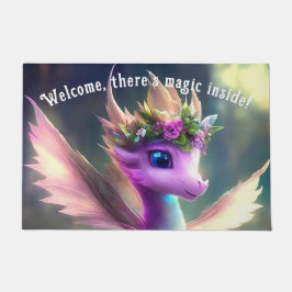 Felpudo Hay magia interior - Dragón de hadas púrpura