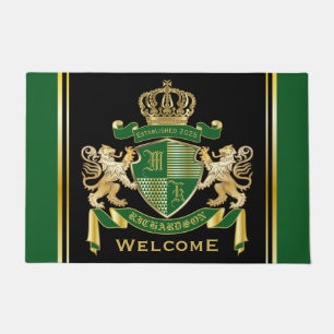 Felpudo Haz tu propio escudo de armas verde León de Oro