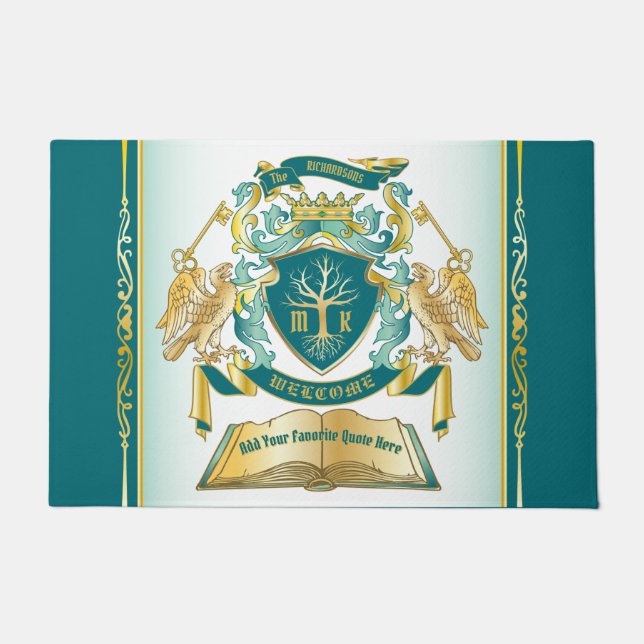 Felpudo Haz tu propio libro de árbol de emblemas clave cor (Anverso)