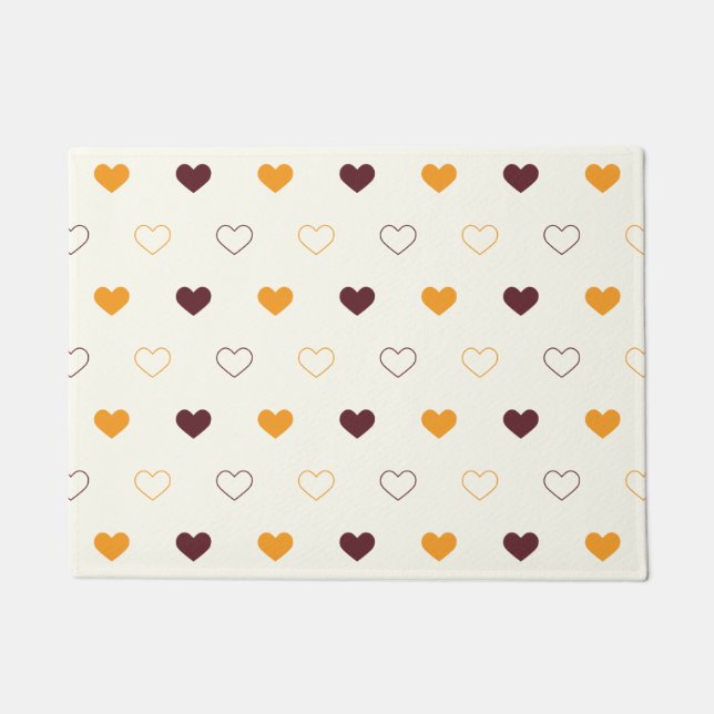 Felpudo Heart Pattern with Orange & Brown Hearts (Anverso)