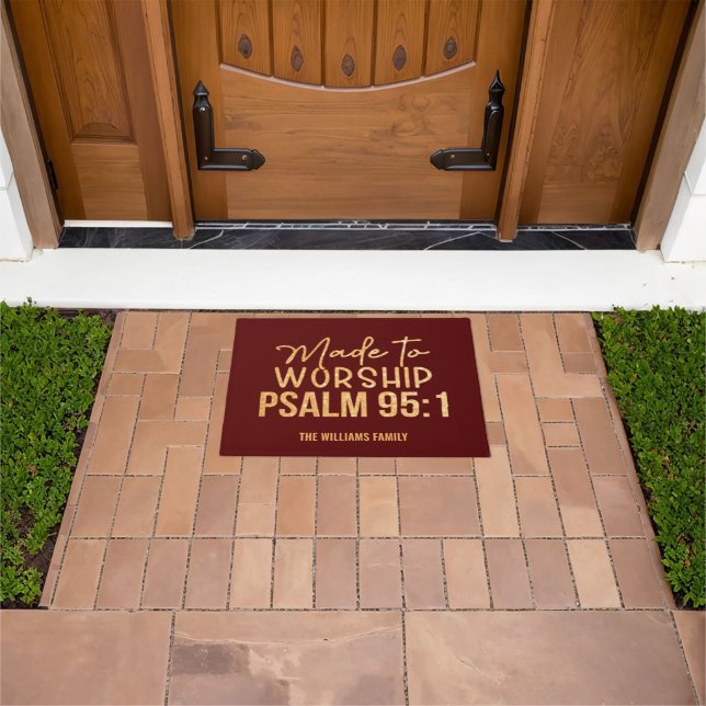 Felpudo Hecha Para Adorar A Doormat Rojo Oscuro (Exterior)