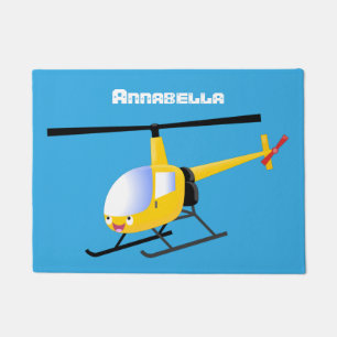 Felpudo Helicóptero de personalizado alegre amarillo lindo