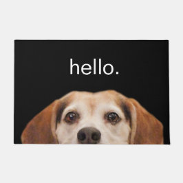 Felpudo Hello Cute Funny Beagle Dog Face Black