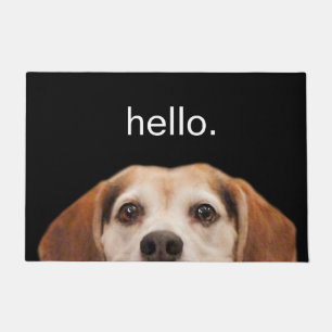 Felpudo Hello Cute Funny Beagle Dog Face Black