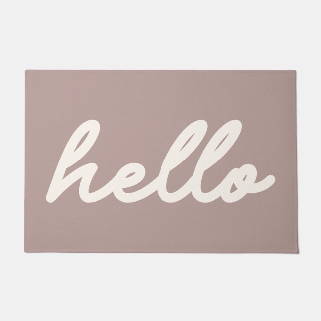 Felpudo Hello Simple Minimalista Script Lettering Mauve (Anverso)