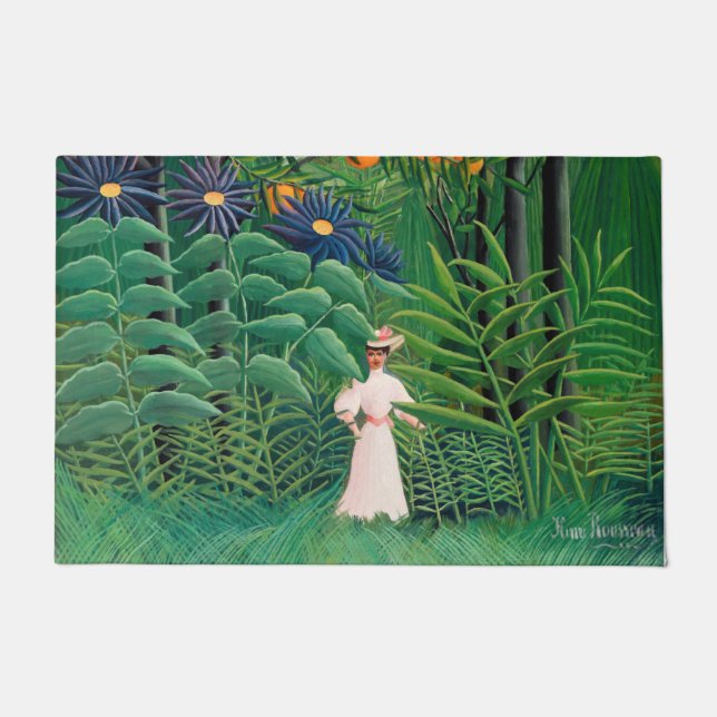 Felpudo Henri Rousseau - Mujer caminando en un bosque exót (Anverso)