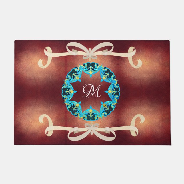 Felpudo Hermosa corbata victoriana con monograma (Anverso)