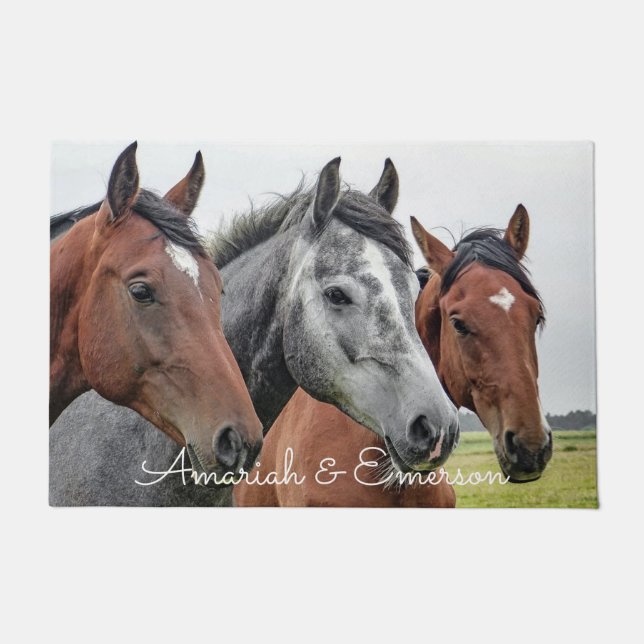 Felpudo Hermosa Doormat Personalizada de Caballo (Anverso)