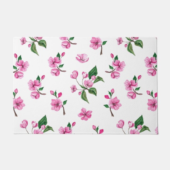 Felpudo Hermosa flor de cerezo rosa| Doormat (Anverso)