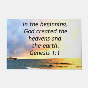 FELPUDO HERMOSA GENESIS 1:1 FOTO DE CITA BIBLIA SUNRISE