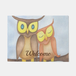Felpudo Hermosa lechuza acuarela