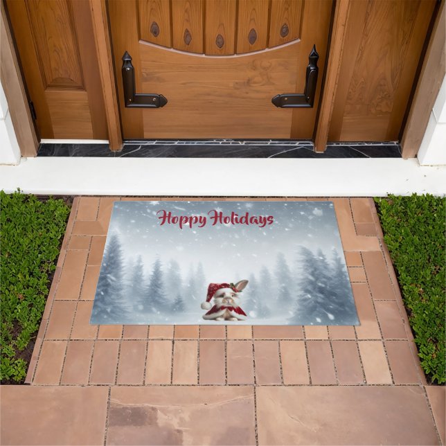 Felpudo Hermosa Navidad de conejo (Exterior)