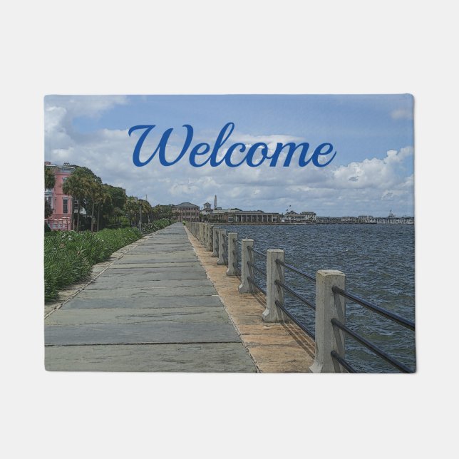 Felpudo Hermosa pasarela Waterfront Walkway Bienvenida Doo (Anverso)