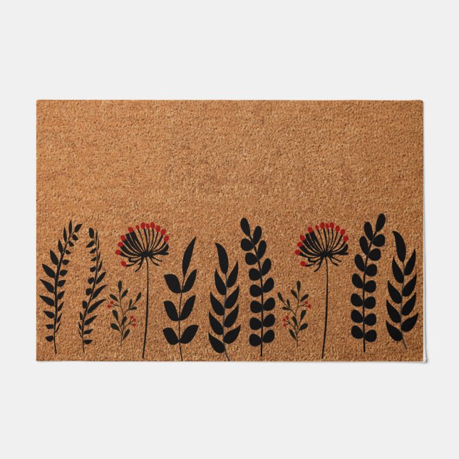 Felpudo Hermosa Plantas Floral Mat, Sencilla Bienvenida Bá (Anverso)