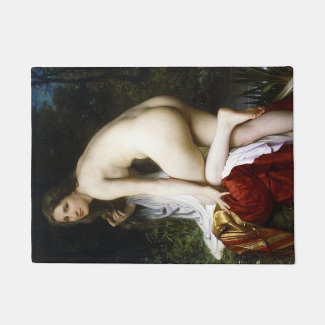 Felpudo Hermosa pluma femenina (por Bouguereau) (Anverso)