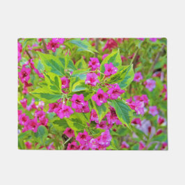 Felpudo Hermosa Weigela verde con flores de Crimson