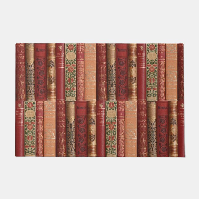 Felpudo Hermosas espinas de libros antiguos (Rosa) (Anverso)