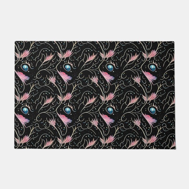 Felpudo Hermosas Flores y Patrón de Swirls (Anverso)