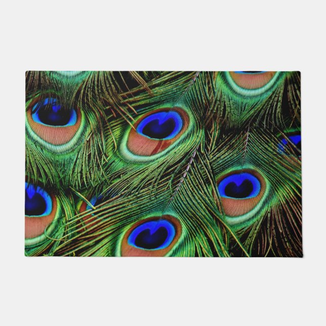 Felpudo Hermosas plumas de pavo real  (Anverso)