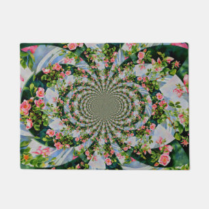 Felpudo Hermosas rosas rojas rosadas retro acuarela floral