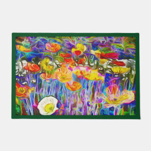 Felpudo Hermoso Arte Amapolas Coloridas