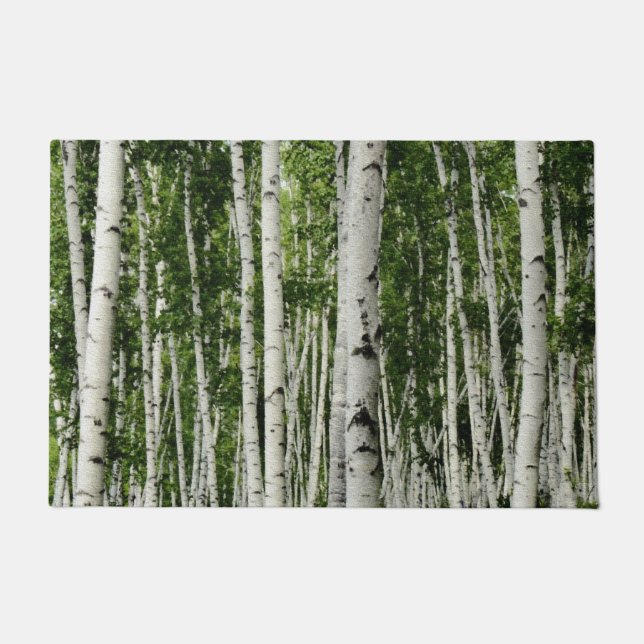 Felpudo Hermoso bosque Birch Tree (Anverso)
