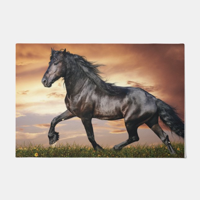 Felpudo Hermoso caballo negro (Anverso)