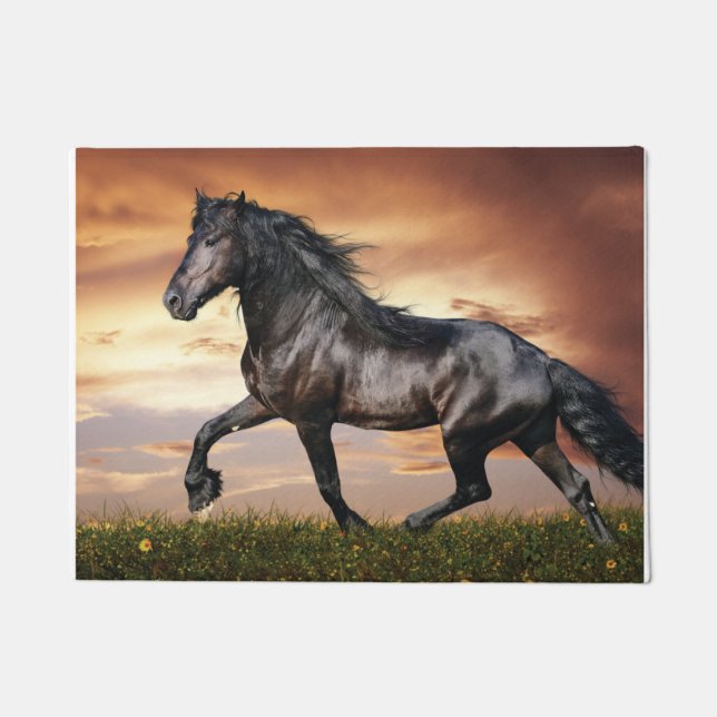 Felpudo Hermoso caballo negro (Anverso)