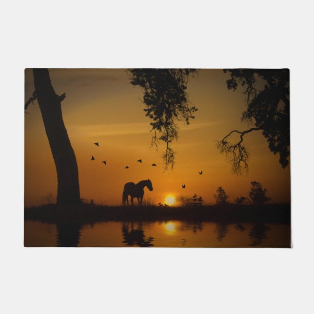 Felpudo Hermoso caballo suroeste al atardecer (Anverso)