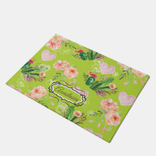 Felpudo Hermoso Cactus Floral Personalizado
