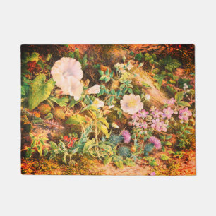 Felpudo Hermoso cuadro floral de petunias vintage