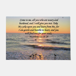 FELPUDO HERMOSO DISEÑO DE FOTOS DE MATTHEW 11:28 SUNRISE