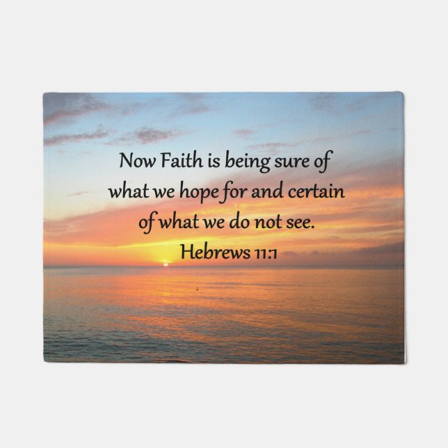 FELPUDO HERMOSO HEBREWS 11:1 DISEÑO DE SUNRISE (Anverso)