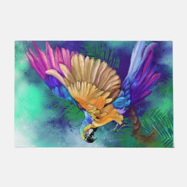 Felpudo Hermoso loro colorido Doormat (Anverso)