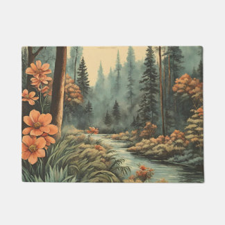 Felpudo Hermoso paisaje del río forestal