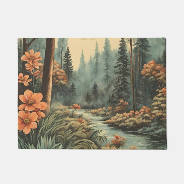 Felpudo Hermoso paisaje del río forestal (Anverso)